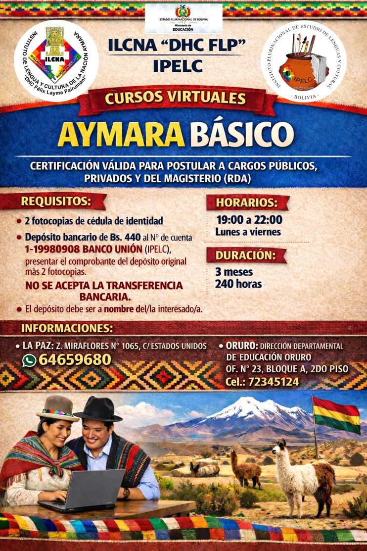 Convocatoria para Curso Básico en la Lengua Originaria Aymara